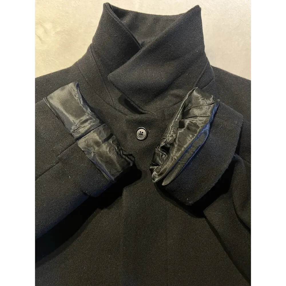 Jos A Bank Mens 44R Black Wool Topcoat Overcoat Knee-Length Walking Coat
